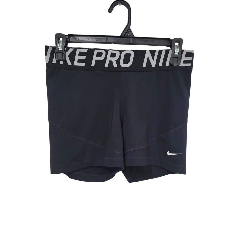 Nike Pro Dri-FIT Womens Compression Shorts Black Large Elastic Waistband #P3